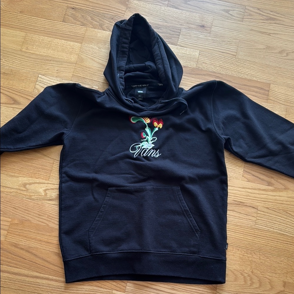 Vans Black Hoodie with Floral Embroidery
